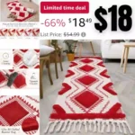 Keeko Runner Rug, 2x6ft Tufted Geometric Rug, Hand Woven Rug Runner with Tassle for Living Room