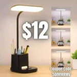 LED Desk Lamps for Kids, Small Desk Lamps with Pen Holder, 3600mAh Battery Operated Desk Lamp 3Color Modes