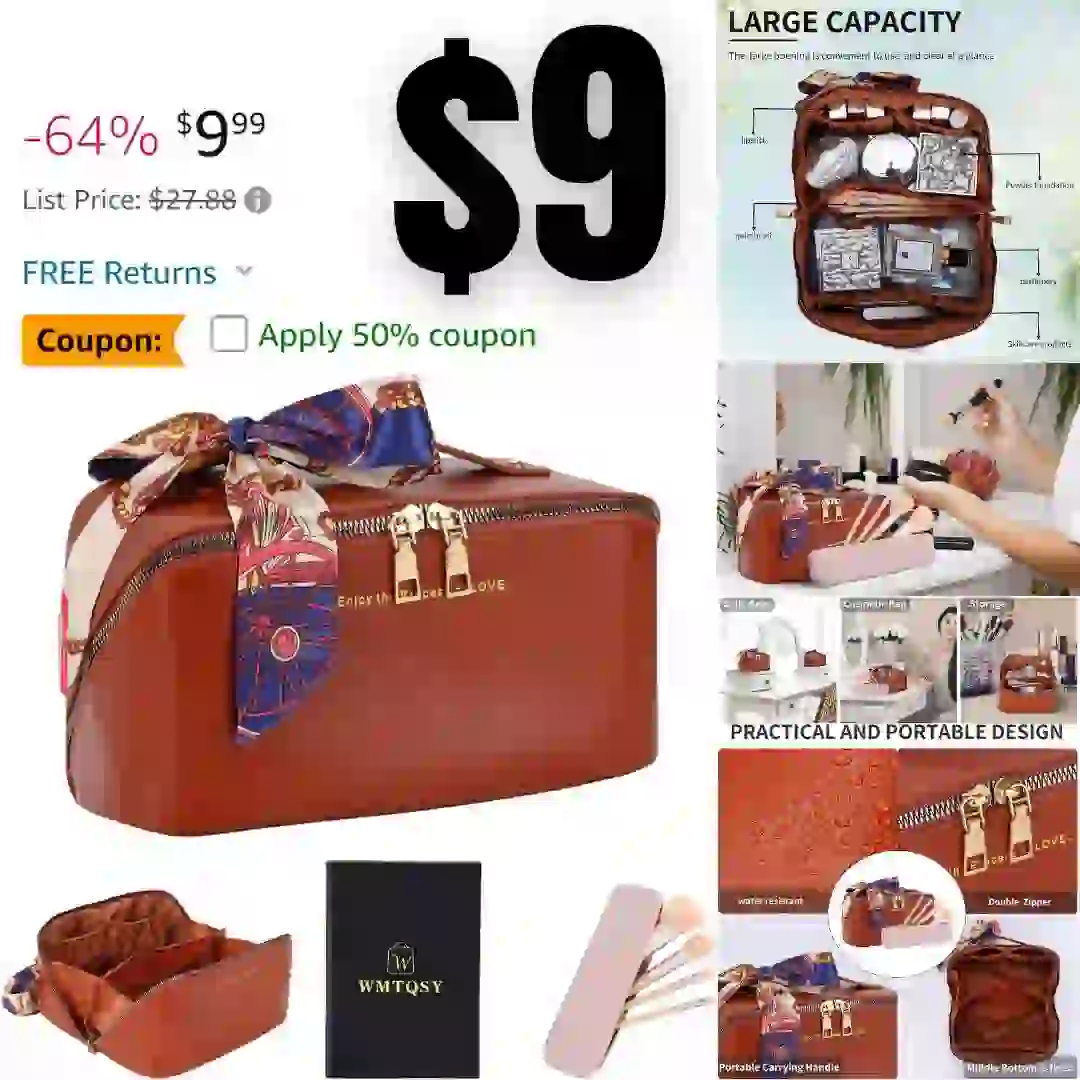 Vanity Mirror with Lights, Hollywood Mirror Tabletop Makeup Mirror with 7 Dimmable LED Bulbs