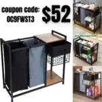 Large Laundry Hamper Laundry Sorter Basket, Dirty Clothes Hamper Organizer with 2 Tall Removable Bag