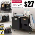 Laundry Hamper, Laundry Basket with Wheels Laundry Room Organization and Storage Clothes Hamper 3 Section