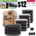 Meal Prep Containers 50 Pack 1 Compartment Food Storage Containers with Lids