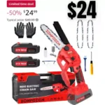 Mini Chainsaw Cordless 6-Inch With 2 Battery, 2023 Upgraded Brushless Motor, 21V
