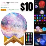 Moon Lamp, Night Light, 16 Colors Galaxy Lamp 3D Printing Moon Light with Stand