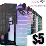 Motivational Sports Water Bottle,32 ounce Water Bottle with Time Marker