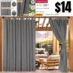Outdoor Waterproof Curtains for Patio, Wide Tab Top Sunlight Blocking Outside Curtains