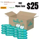 Pampers Baby Clean Wipes Combo, Baby Fresh Scented, 8 Flip-Top Packs, 8 Refill Packs