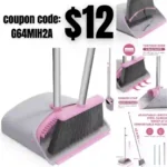 Pink Broom with Dustpan Combo Set Stand Up Small Broom and Dustpan Set