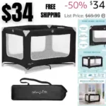 Portable Playard in Black, Lightweight, Packable and Easy Setup Baby Playard