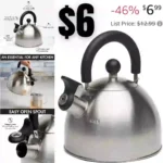 Primula Stewart Whistling Stovetop Tea Kettle Food Grade Stainless Steel, Hot Water Fast to Boil