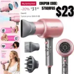 Professional Ionic Hair Dryer Blow Dryer with Diffuser and Concentrator for Curly Hair 1875 Watt
