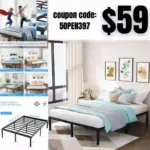 Queen Bed Frame 14 Inches Heavy Duty Platform Metal Bed Frames Queen Size