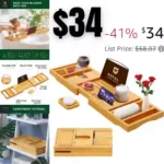 ROYAL CRAFT WOOD Premium Foldable Bathtub Tray – Expandable Bath Tray for Tub