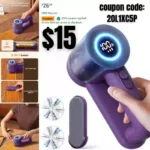 Rechargeable Lint Remover 3 Stainless Steel 6-Leaf Blades, Fabric Shaver with LED Display, 3-Speeds Lint Shaver