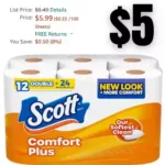 Scott ComfortPlus Toilet Paper, 12 Double Rolls, 231 Sheets per Roll