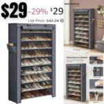 Shoe Rack, 9 Tier Shoe Organizer with Nonwoven Fabric Cover, Shoe Storage Shelf for 40-50 Pairs of Shoes