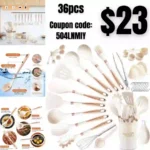 Silicone Kitchen Utensils Set 36 Pcs, Nonstick Cookware, BPA FREE