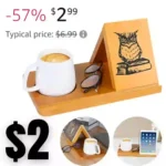 Small Bookshelf, Wooden Triangle Book Stand with Cup Holder