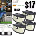 Solar Motion Sensor Lights 120 LEDs with Lights Reflector