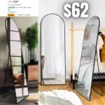 Standing Mirror Full Length,Mirror Full Body,Large Floor Mirror with Arched Frame for Wall Entryway Door Bedroom Bathroom Living Room