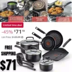 T-fal Signature Nonstick Cookware Set 12 Piece Oven Safe