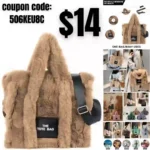 The Tote Bags for Women, Fluffy Tote Bags Top-Handle Crossbody Handbag Trendy Plush Tote Bags for Travel Work