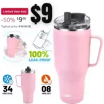 Tumbler with Handle  Double Wall Vacuum Insulated Mug with Handle, Leak Proof Lid and Straw