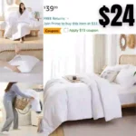 Twin Comforter Set for College Girls Boys White, 1 Boho Comforter & 1 Pillowcase