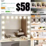 Vanity Makeup Mirror with Lights, 10X Magnification,Large Hollywood Lighted Vanity Mirror with 15 Dimmable LED Bulbs