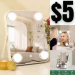 Vanity Mirror with Lights, Hollywood Makeup Mirror with Light, Lighted Tabletop Makeup Mirror with 4 Dimmable LED Bulbs