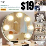 Vanity Mirror with Lights, Hollywood Mirror Tabletop Makeup Mirror with 7 Dimmable LED Bulbs