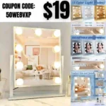 Vanity Mirror with Lights, Hollywood Vanity Makeup Mirror with 9 Dimmable LED Bulbs, 3 Color Lighting Modes