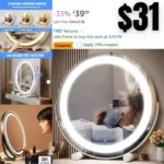 Vanity Mirror with Lights, LED Makeup Mirror, Large Round Mirror Lighted Makeup Mirror