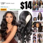 Wavy V Part Wig Wear And Go Glueless U Part Wig Body Wave Natural Black Synthtic Hair Soft As Human Hair