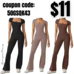 Wide Leg Jumpsuits for Women Square Neck Short Sleeve Bodycon Unitard Romper Sexy Full Length