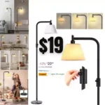 bulbeats 63IN Dimmable (Brightness Adjustable) Industrial Floor Lamp, Black Modern Standing Lamps with Fabric Lampshade, E26 LED Bulb