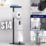 oilet Paper Holder Free Standing – Multifunctional & Rustless Toilet Paper Holder Stand for 4 Rolls