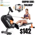 pooboo Rowing Machine, Max 350 LBS Magnetic Rower with LCD Monitor