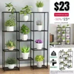 tall black Plant Stand Indoor Metal Plant Stands Outdoor Tiered Plant Shelf for Multiple Plants, 11 Tiers Plant Rack Holder