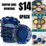 vancasso Stern Mini Pie Pans Set of 6, Ceramic Dish Pie Plate for Baking, Small Plates with Corrugated Edge