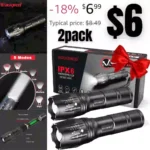 2 Pack High Lumen Handheld Light with 5 Modes, Zoomable Flashlight for Home Outdoor Hiking Camping