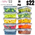 20 PCS Plastic Food Storage Containers with Lids