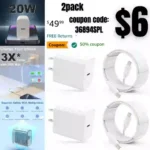 2pack iPhone Charger USB C Wall Charger iPad Pro Charger