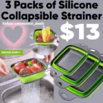 3 Packs of Silicone Collapsible Strainer, KEKIMO Silicone Collapsible Colanders For Easy Storage