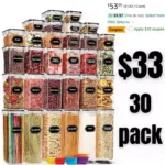 30 Pack Airtight Food Storage Containers for Kitchen Pantry Organization and Storage, BPA-Free