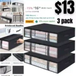 3pack Storage Bins Clothes Storage, Foldable Blanket Storage Bags