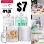 4 Pcs, 10 OZ Qtip Holder Dispenser for Cotton Ball, Cotton Swab