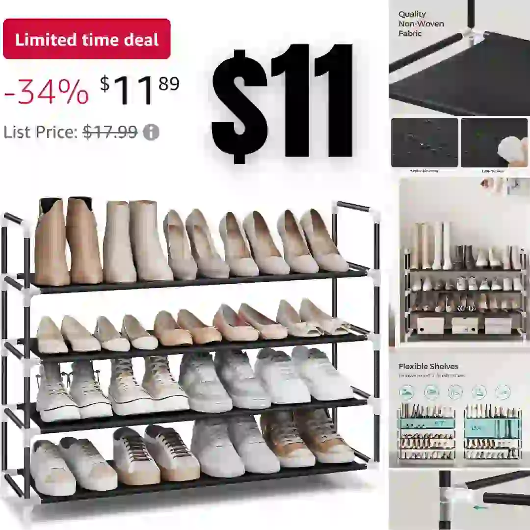 4-Tier Shoe Rack with Shelves for Closet Entryway