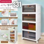 4 Tier Stackable Storage Bins with Wheels and Lid