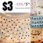 50 LEDs 20 Photo Clips String Light Battery Powered Decoration